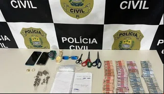 Material apreendido pela polícia.