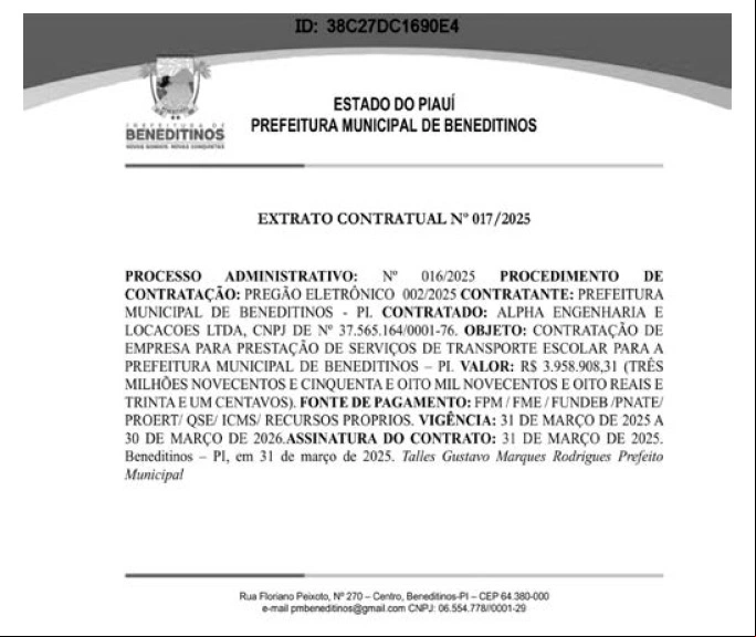 Extrato do contrato.